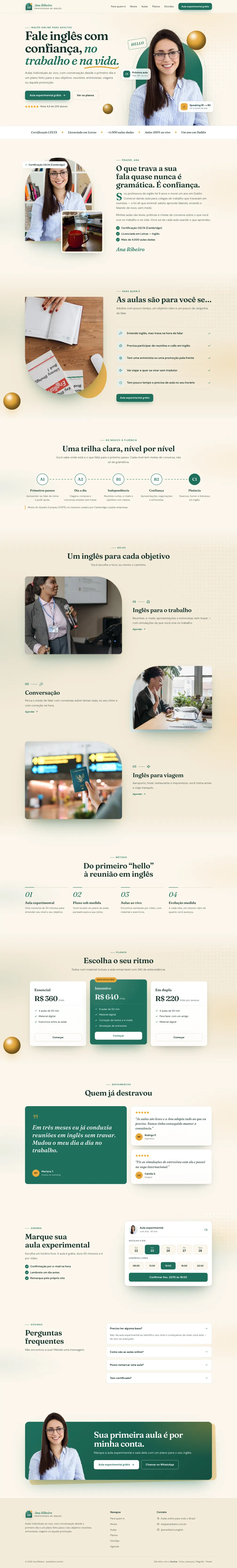Site de exemplo de Ana Ribeiro, professora de inglês