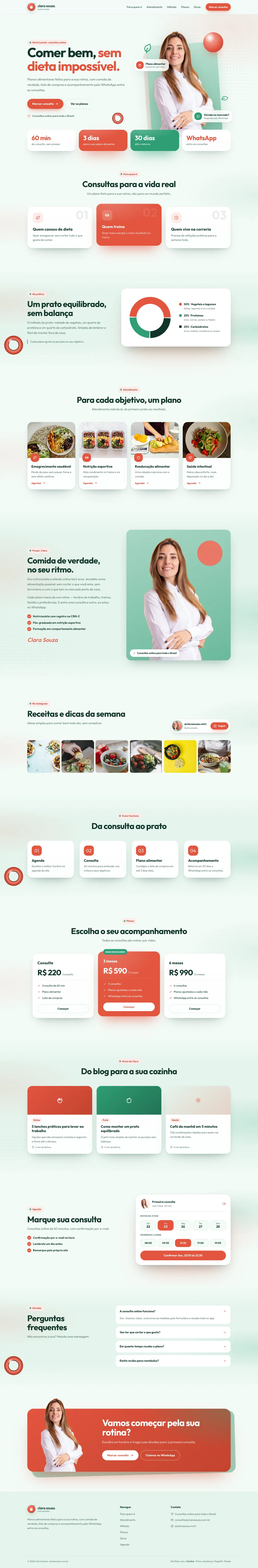 Site de exemplo de Clara Souza, nutricionista