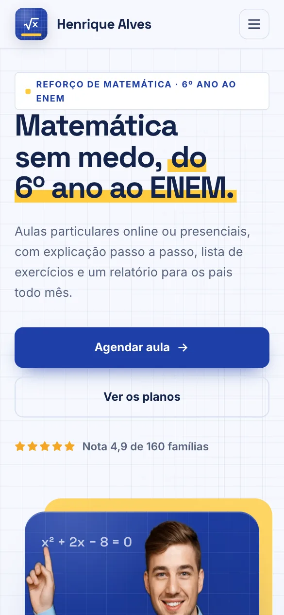 O site de Henrique Alves no celular