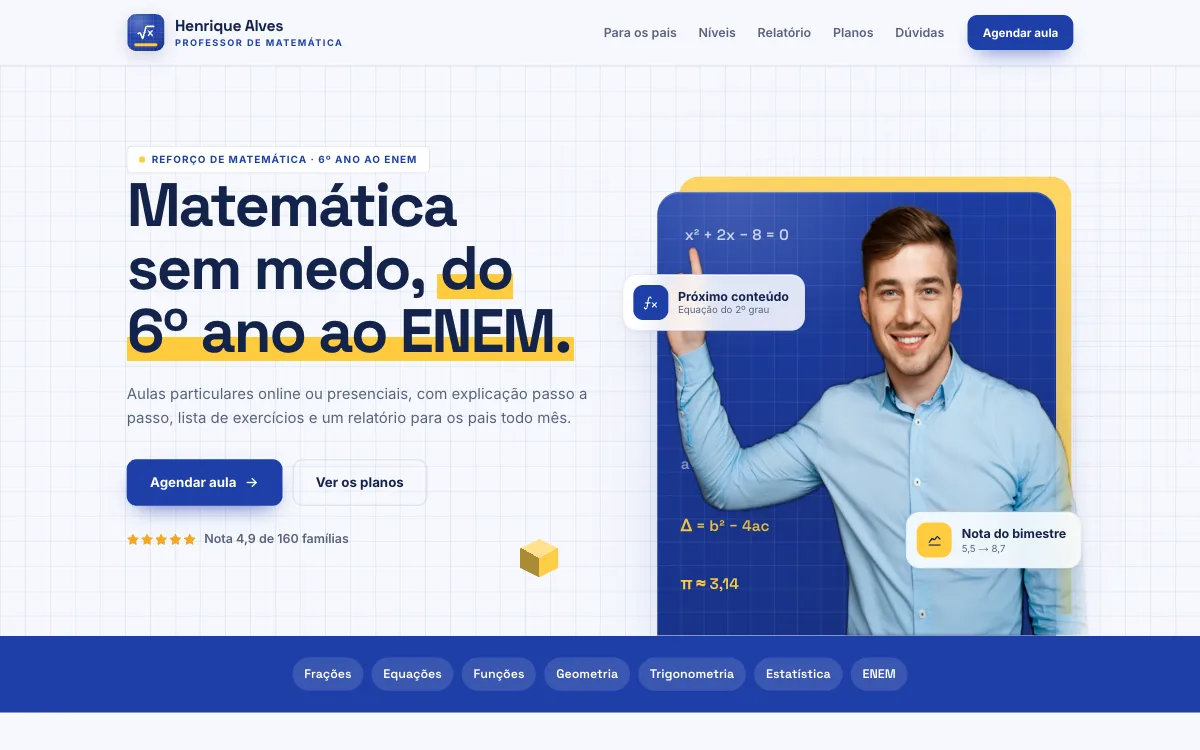 Site de exemplo de Henrique Alves, professor de matemática