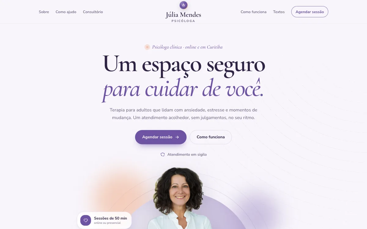 Site de exemplo de Júlia Mendes, psicóloga